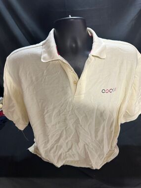 Cream Coogi Embroidered Logo Polo-size XL-retro Y2K design-#565